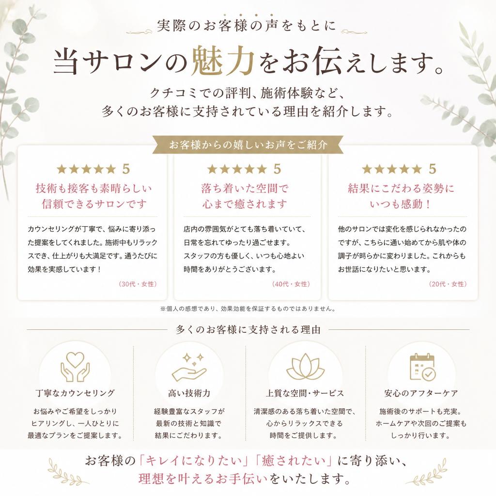 口コミで広がる信頼と満足