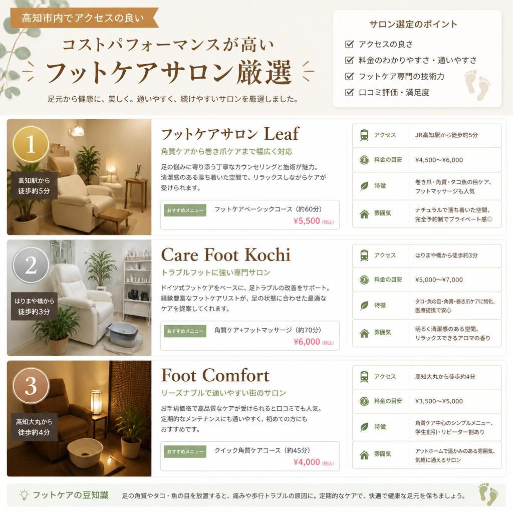 手軽に通える！高知市のおすすめフットケアサロン